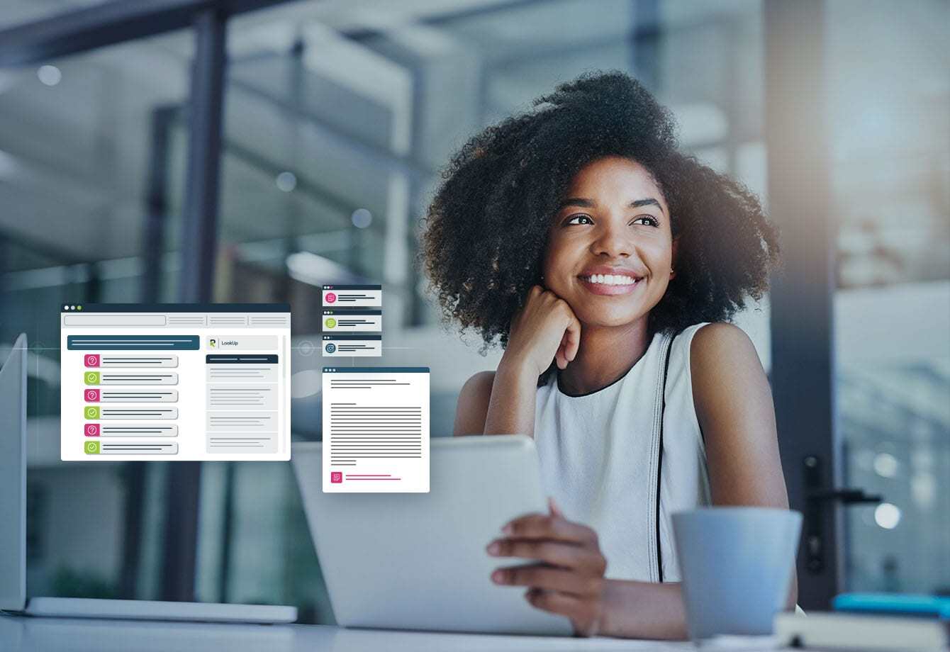 Find RFPs with RFPIO, Woman at computer search RFPs